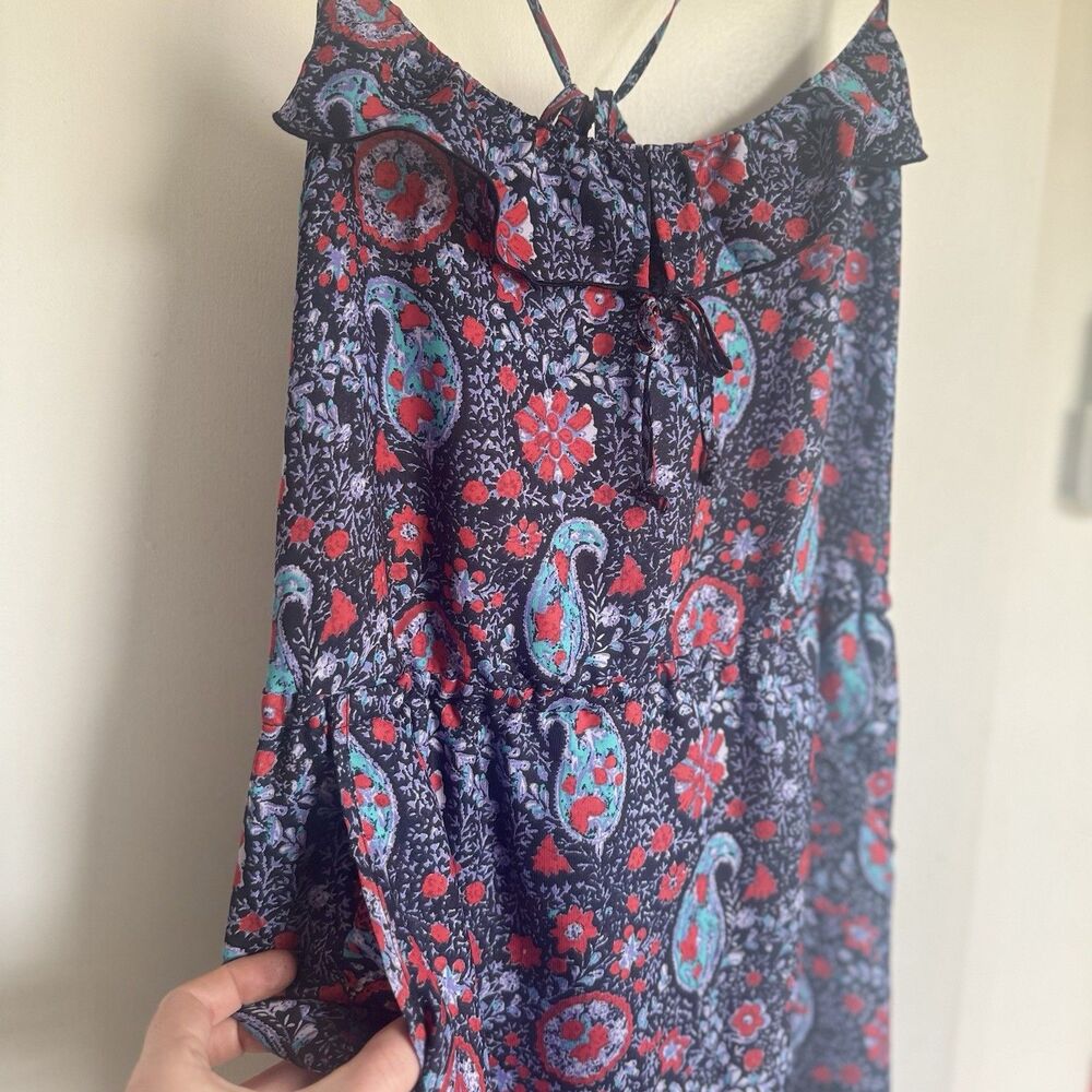 NEW Y2K American Eagle Paisley Midi Dress L Boho Fairy sun dress Pockets ruffle - Picture 10 of 16